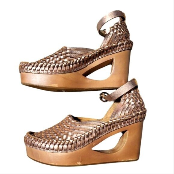 Free People  Rose Gold Teagan Huarache Platform Clogs Womens Sz 7.5 - Picture 10 of 11
